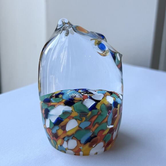 Czech Multicolor in Clear Art Glass Cat Kitten Paperweight Figurine 3" - Picture 4 of 9